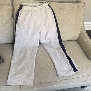 Brandy Melville Light Gray Joggers with Navy Stripe